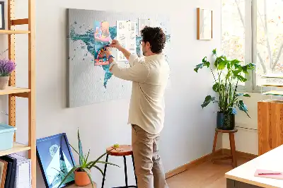 Printed World Map Cork Board