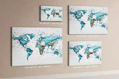 Printed World Map Cork Board
