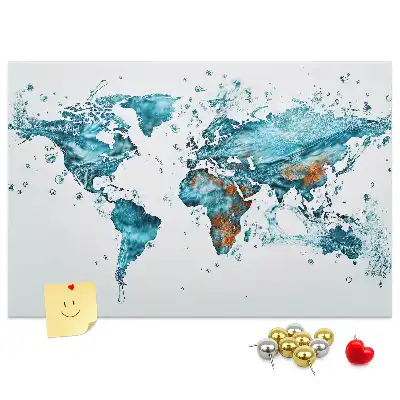 Printed World Map Cork Board