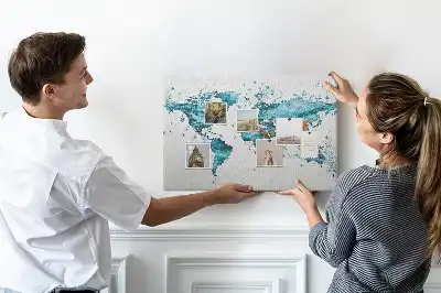 Printed World Map Cork Board
