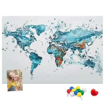 Printed World Map Cork Board