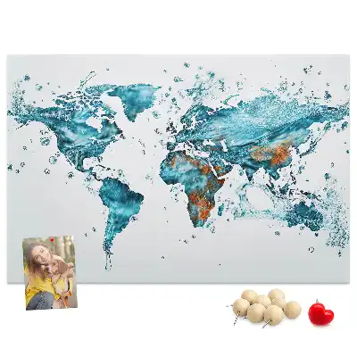 Printed World Map Cork Board