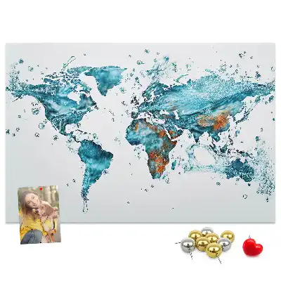 Printed World Map Cork Board