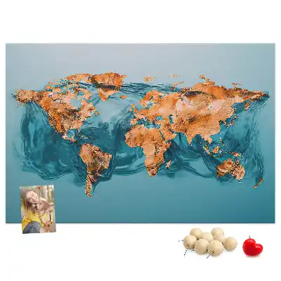 Abstract World Map Printed Cork Memo Board