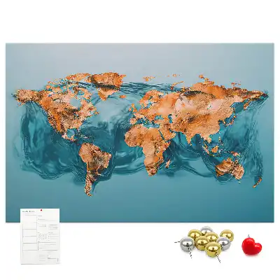 Abstract World Map Printed Cork Memo Board