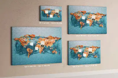 Abstract World Map Printed Cork Memo Board