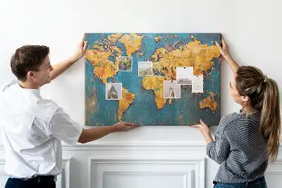 Cork memo board Decorative world map
