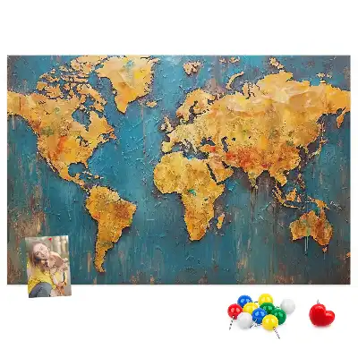Cork memo board Decorative world map