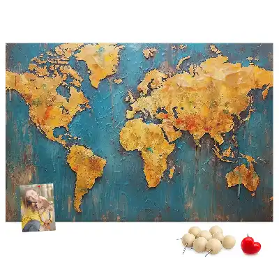Cork memo board Decorative world map