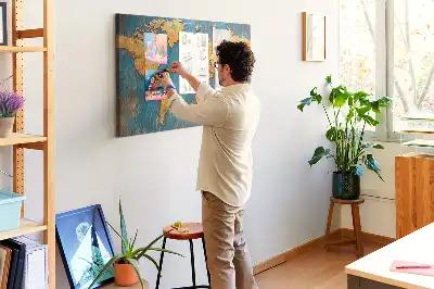 Decorative World Map Cork Memo Board