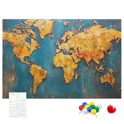 Cork memo board Decorative world map