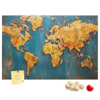 Cork memo board Decorative world map