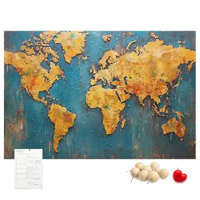 Cork memo board Decorative world map