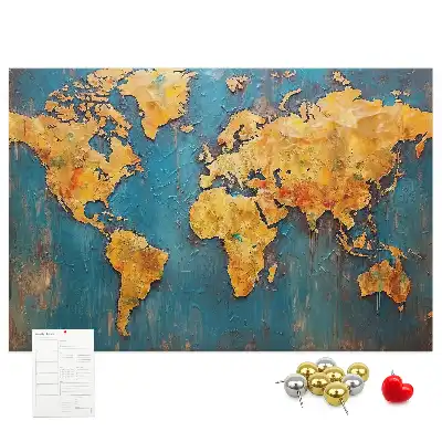 Cork memo board Decorative world map