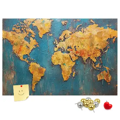 Cork memo board Decorative world map