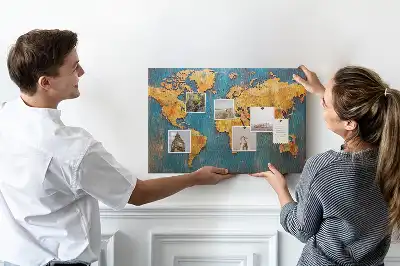 Cork memo board Decorative world map