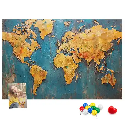 Cork memo board Decorative world map