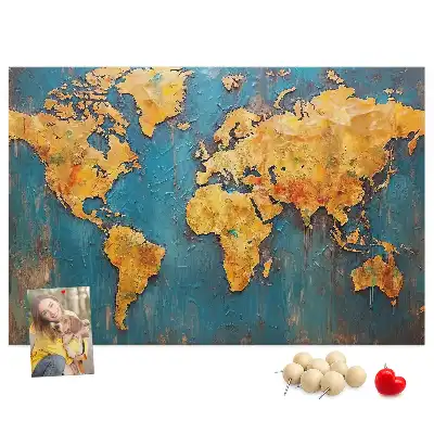 Cork memo board Decorative world map