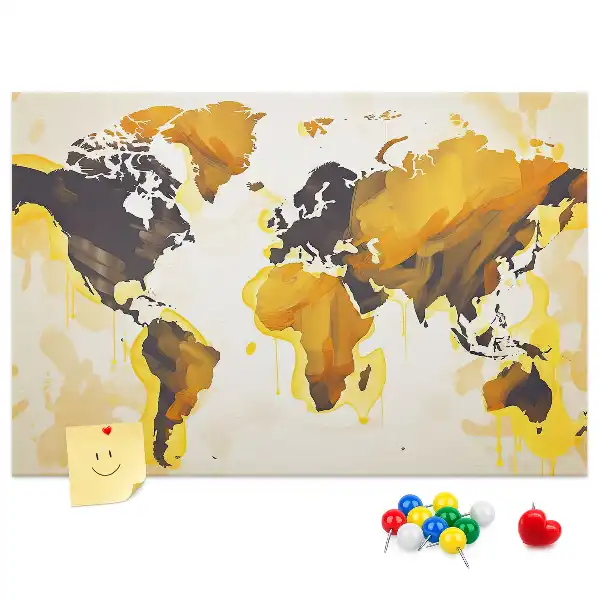 Printed Cork Board Abstract world map