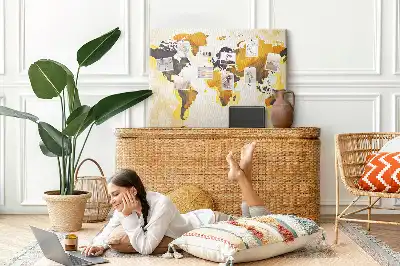 Printed Cork Board Abstract world map