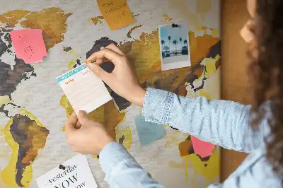 Printed Cork Board Abstract world map