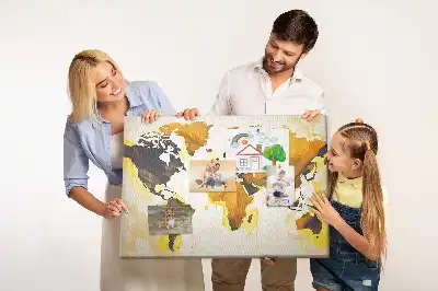 Printed Cork Board Abstract world map
