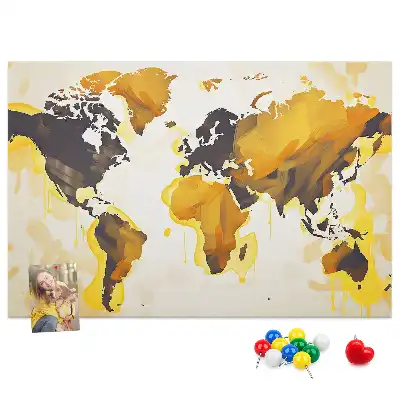 Printed Cork Board Abstract world map