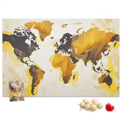 Printed Cork Board Abstract world map