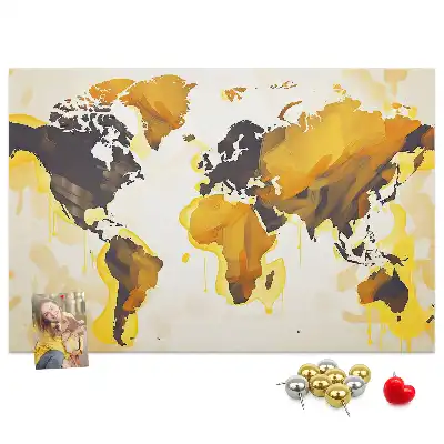 Printed Cork Board Abstract world map