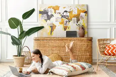 Printed Cork Board Abstract world map