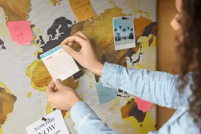 Printed Cork Board Abstract world map