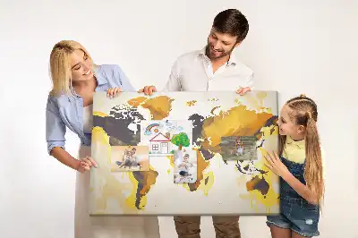 Printed Cork Board Abstract world map