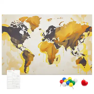 Printed Cork Board Abstract world map