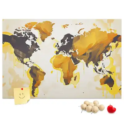 Printed Cork Board Abstract world map
