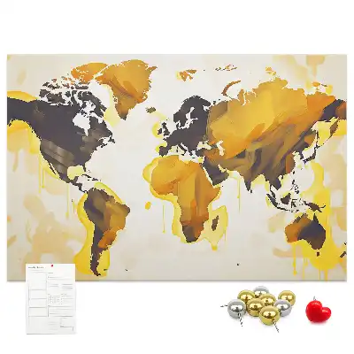 Printed Cork Board Abstract world map