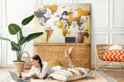Printed Cork Board Abstract world map
