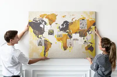 Printed Cork Board Abstract world map