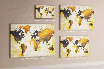 Printed Cork Board Abstract world map
