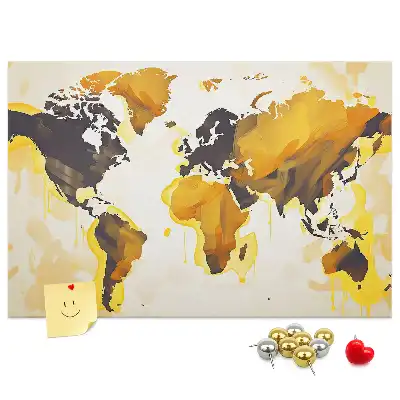 Abstract World Map Printed Cork Board