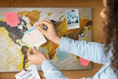 Printed Cork Board Abstract world map