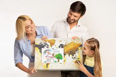 Printed Cork Board Abstract world map