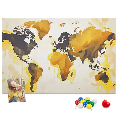 Abstract World Map Printed Cork Board