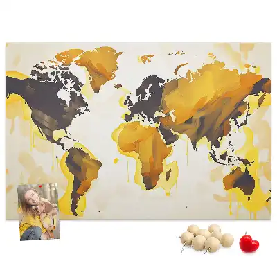 Printed Cork Board Abstract world map