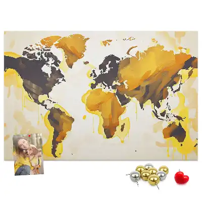 Printed Cork Board Abstract world map