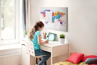 Printed Cork Memo Board World map