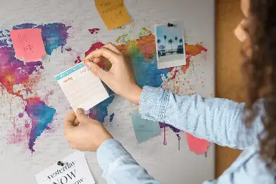 Printed Cork Memo Board World map