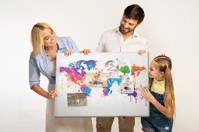 Printed Cork Memo Board World map