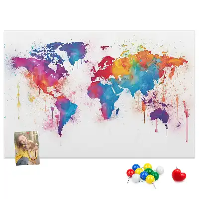 Printed Cork Memo Board World map