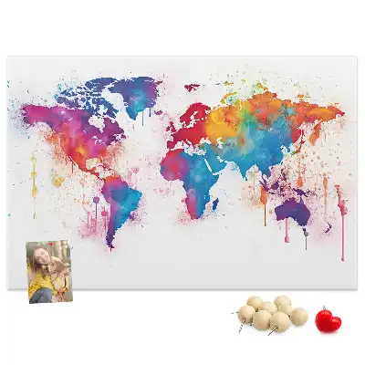 Printed Cork Memo Board World map