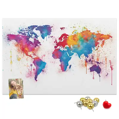 Printed Cork Memo Board World map